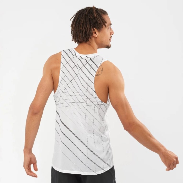 Tank Top Salomon Sense Aero Singlet Hombre Blancos Negros | MX WIVS792
